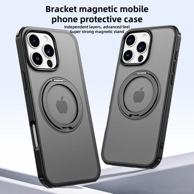 Capa para iPhone 16 Pro compatível com MagSafe Ring Kickstand TPU+PC capa traseira