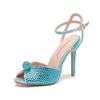 Fashion 2025New Style Rhinestone Sequined Peep Toe Women Gladiator Sandals Summer Elegant High Heels Crystal Wedding Banquet Bridal Shoe