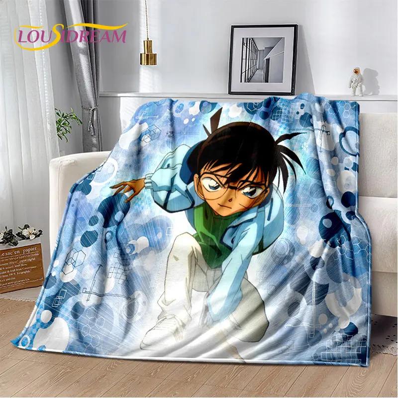 Detektyw Conan Cartoon Anime miękki pluszowy koc, flanelowy koc rzut koc do salonu sypialnia kanapa z funkcją spania narzuta na piknik 3D