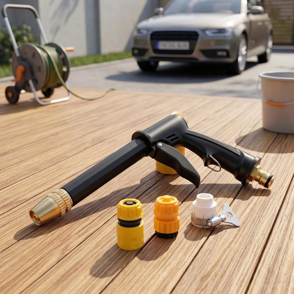 Hochdruck-Wassersprühpistole für Autowäsche und Gartenreinigung Verstellbare Düse Schlauchanschluss-Set für den Hausgebrauch