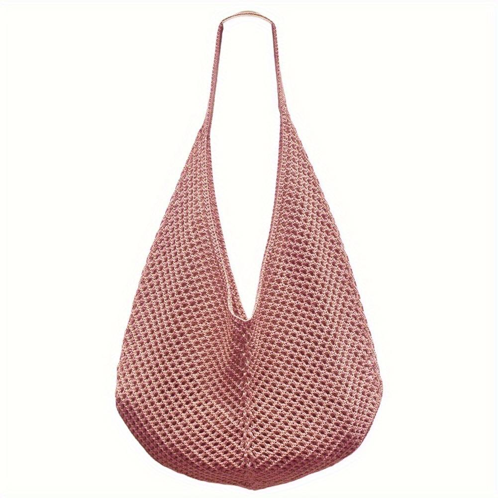 Elegant Black Crochet Tote Bag - Spacious Mesh Design with Detailed Stitching, For Travel & Shopping Travel Stylish Tote Bag Durable Handle Bag