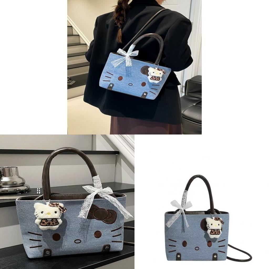 Hello Kitty Pu Cartoon Shoulder Bag With Lace Ribbon For Daily Use