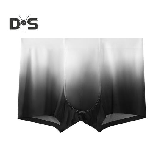 Men Boxer Underwear Breathable Ice Silk U Convex Design Gradient Color Shorts Underwear Seamless Panties Daily Wear
