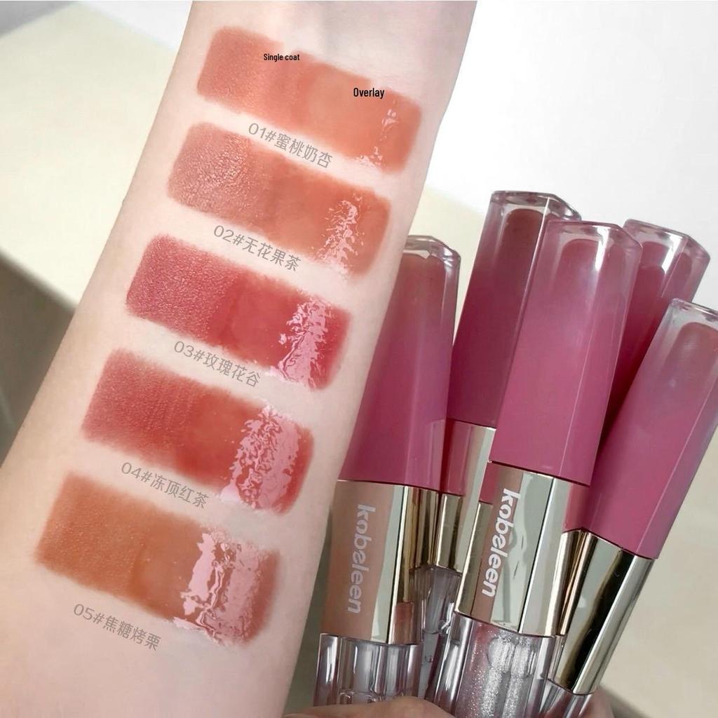 Kobeleen Double-Ended Long-Lasting Nude Lip Glaze: Natural, Glossy, Plump Finish
