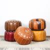 Nordic Style Moroccan Artificial Leather Pouf Craft Mandala Embroidery Ottoman Cover Footstool Round Unstuffed Cushion Cover
