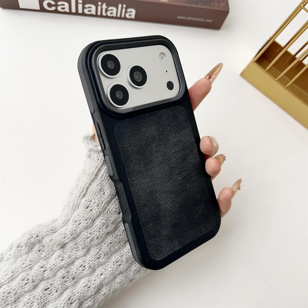 Retro Denim Jeans Cowboy Fabric Case for iPhone 17 16 15 14 Plus 13 12 11 Pro Max Camera Ring Shockproof Matte Armor Back Cover