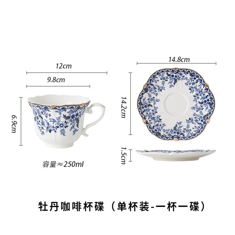 Going Abroad, Yingkou Blue And White Porcelain Coffee Cup And Saucer Set, Ceramic Retro Feeling Light Luxury Afternoon Tea Cup