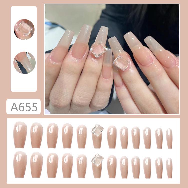 

A655 Элегантный носимый нейл-арт: Гелевые наклейки для маникюра с прозрачными акцентами в виде крупных бриллиантов и супер-блестящим финишем A655-Simple Big Diamond [Glue Edition]