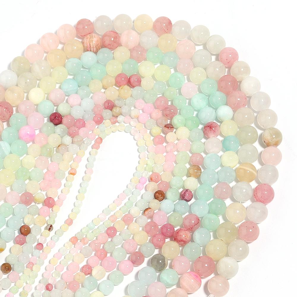 1 Strand 4 6 8 10 12mm Natural Colorful Jades Stone Beads Smooth Round Loose Stone Bead For Jewelry Making DIY Bracelet Necklace