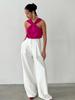 2023 Euro-American Fashion Solid Color Halter Neck Twist Knot Women's Sling Vest
