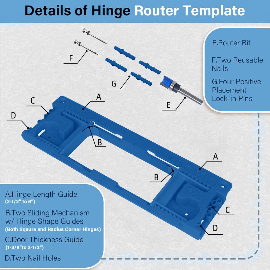 Integrated Door Hinge Router Template Hinge Door Lock Drilling Guide Door Hinge Installation Kit Woodworking Tools