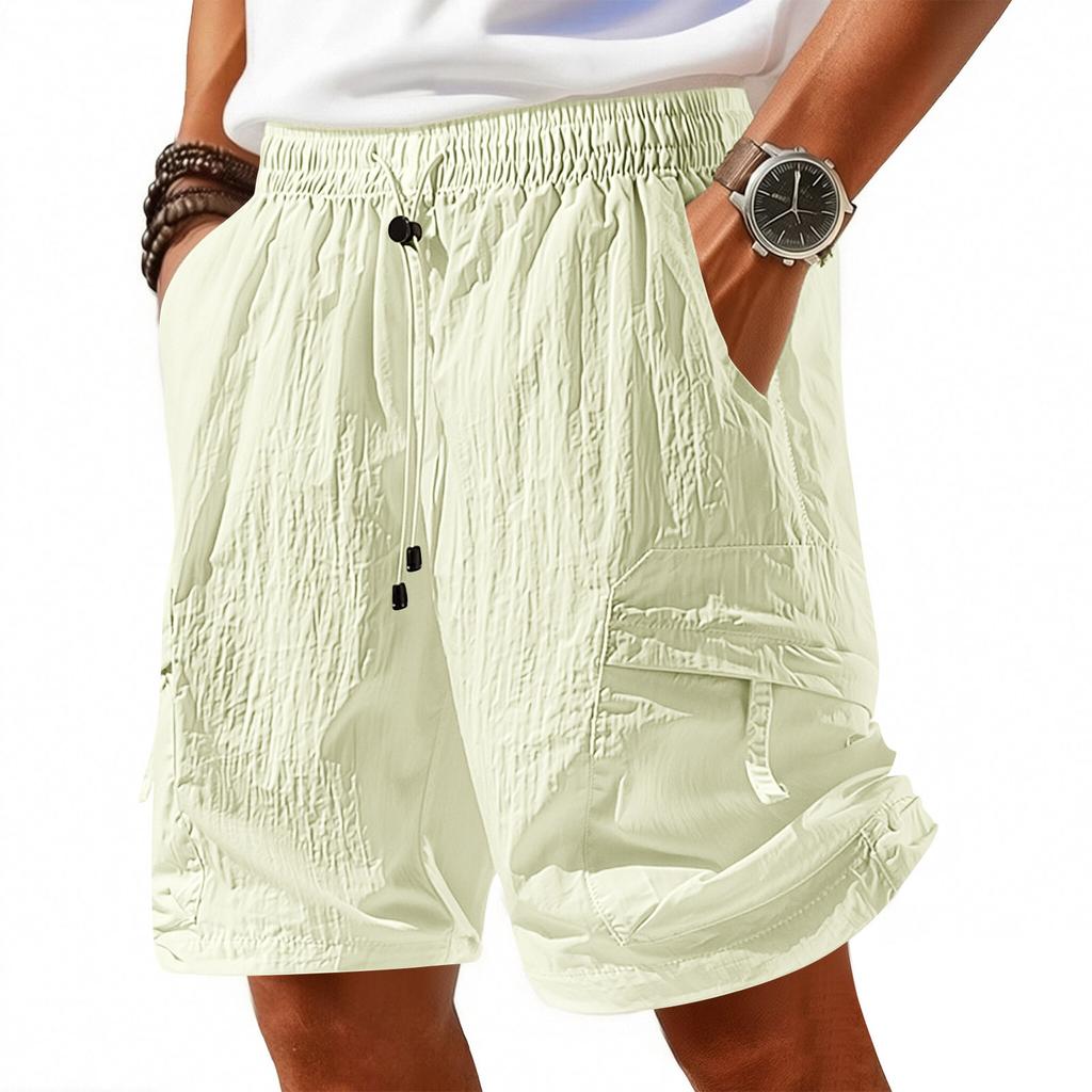 Unisex Elastic Band Thin Shorts Men's Casual Straight Leg Cargo Shorts