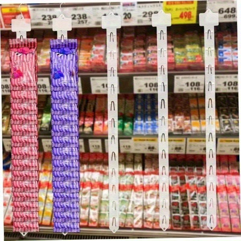 20 pièces de Bandelettes Plastique Épaisses pour Présentoir Suspendu 60cm avec Crochets Clips de Présentation Produit avec Têtes Étiquetables pour Présentation Produit en Magasin