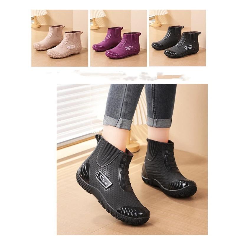 Female Waterproof Anti Slip Wear Resistant Midsole Rain Boots Work Rubber Shoes