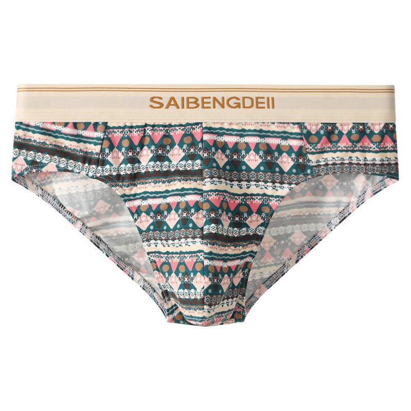 

Мужские хлопковые трусы-слипы с цветочным принтом - Дышащие и удобные с U-образным гульфиком L (110-130 lbs) зелёный