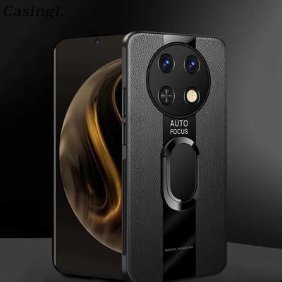 Für Huawei Nova 12i Hülle Auto Magnetring Business Einfarbig Leder Matte Abdeckung Für Huawei Nova 12 SE 12s Stoßfeste Schale