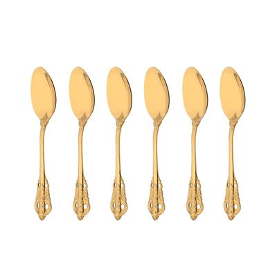 6-teiliges Set aus glänzenden goldenen Teelöffeln 304 Edelstahl Luxus-Dessertlöffel Geschirrset Western-Geschirrset