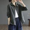 Autumn Blouse Women's Retro Literary Commuter Solid Color Loose Single-breasted Jacket