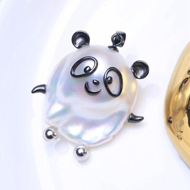 

BaroqueOnly 2022 Популярная подвеска ручной работы из стерлингового серебра 925 пробы с натуральным пресноводным жемчугом в стиле барокко в виде талисмана панды 15-28 мм PCAA