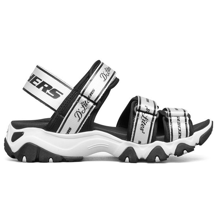 Skechers DLites 2.0 Mesh Casual Beach Sandals Women sandals Black White 66666288-BKW