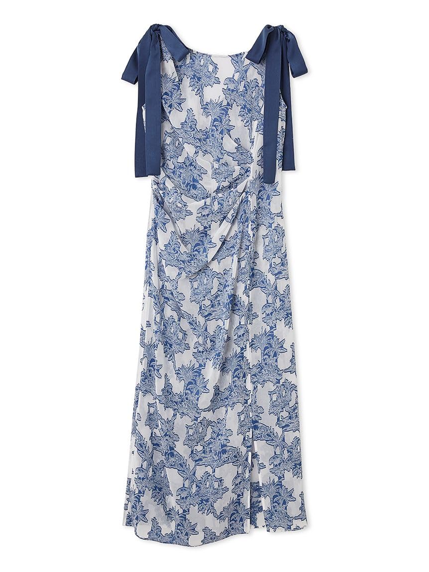 

Платье жаккардовое с лентами на плечах FWFO252504 BLU [FRAY I.D.] Женское 2-стороннее синий