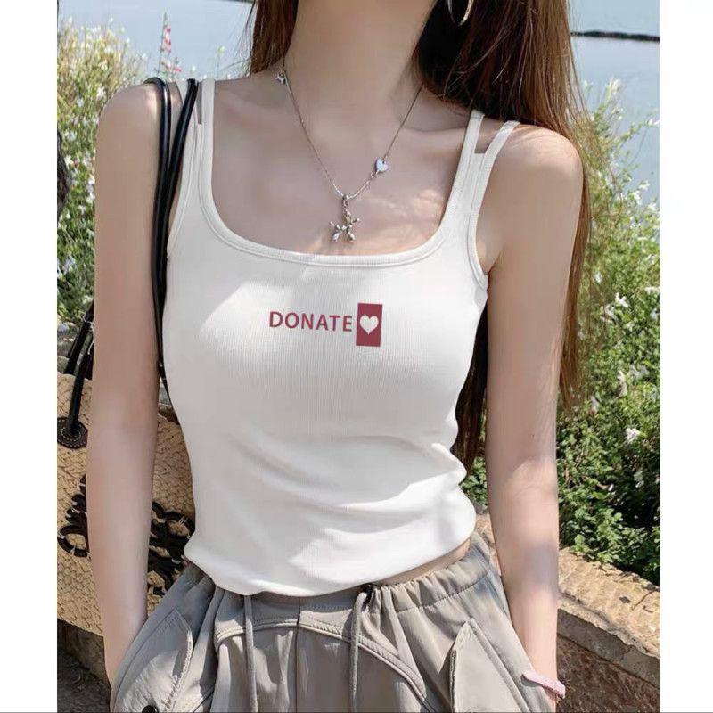 Women s Slimming Sleeveless Cotton Camisole with Summer Letter Print L 95-105 kg