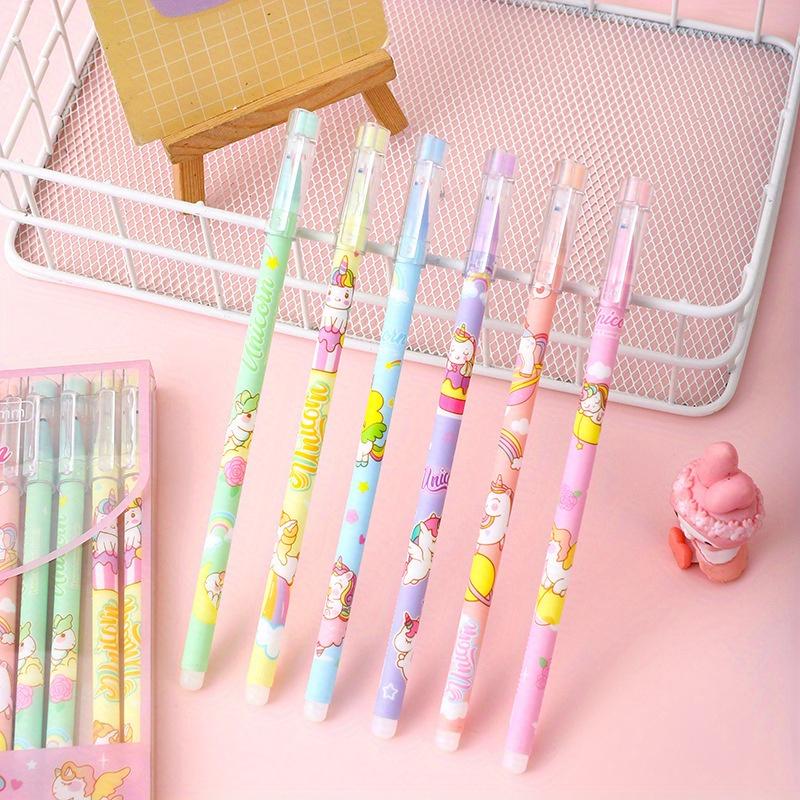 Back To School Season 144Pcs 0.5mm Cartoon Fantastic Unicorn Design Straight Pole Black Neutral Pen, Perfect for School Prize Pen Stationery, Office S