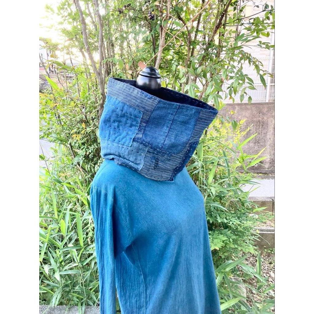 Used B80 Rags Snood Old Cloth Remake Indigo Dye Patchwork Sewing Sashiko
