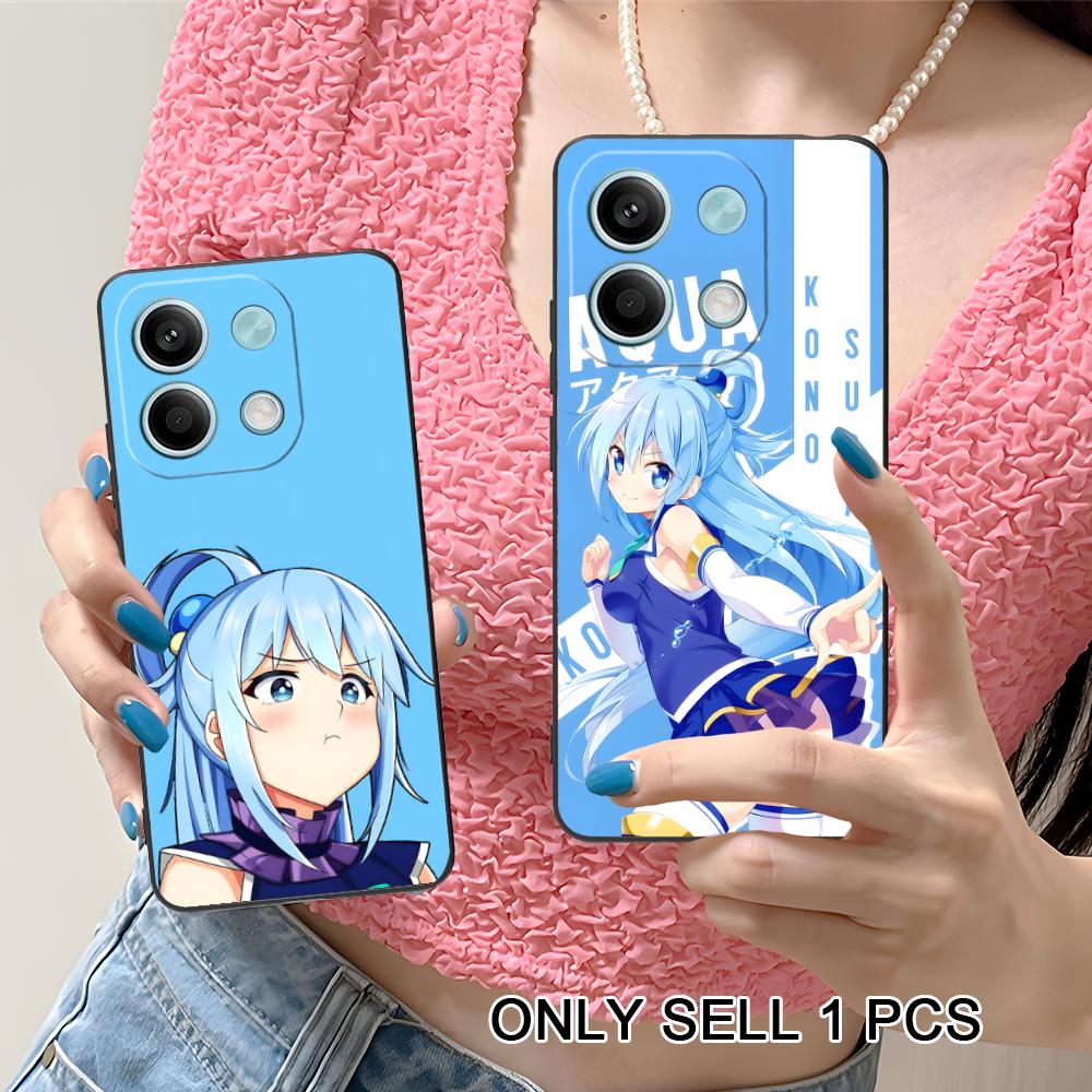 Konosuba Aqua Matte TPU Mobile Phone Case for Xiaomi Redmi 15 14 13 12 A5 3 2 1 C Plus 4G 5G Colorful Printing Cover
