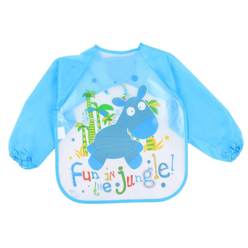Baby Waterproof Bibs Apron Boys Girls Burp Cloth Toddler Child Newborn Feeding Painting Infant Long Sleeve Draw Animal Cartoon