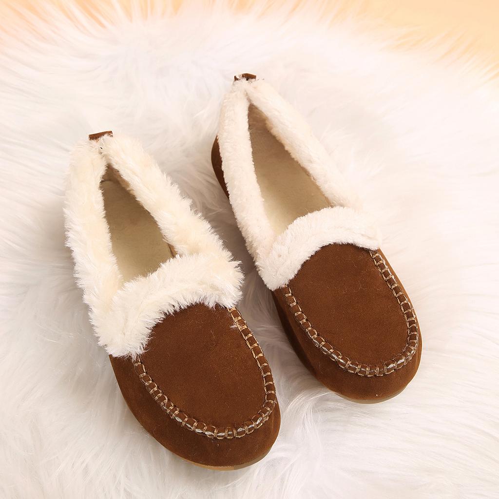 Aphixta Myke Pelsmokasiner Flate Damesko Slip-on Søm Casual Rund Tå Flats Dame Klassisk Sko Høst Vinter Mokasiner