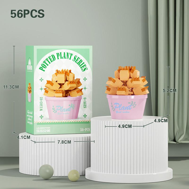 Flower Succulent Potted Model Building Block Diy Eternal Bouquet Home Desk Plant Decor Brick Girl Gift Children Toy