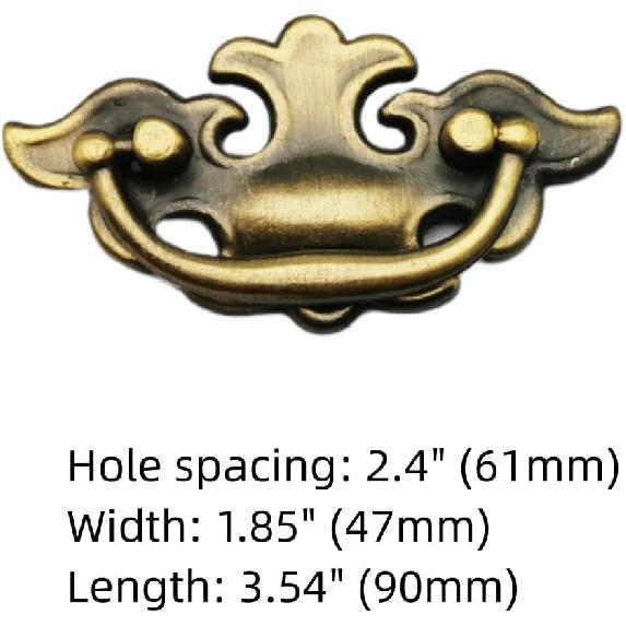 Bronze Drawer Pulls 2.4 Inch Hole Pitch Simple European Hanging Pull, Zinc Alloy Cabinet Hardware for Kitchen and Bathroom Cabinets, Integral Drawer