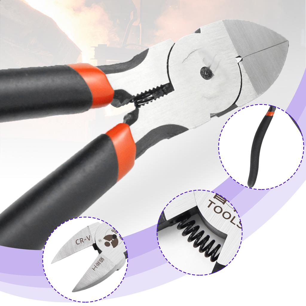 Industrial Nozzle Pliers Steel Double Edged Nozzle Pliers Hand Tools Diagonal Electrical Cutting with Ergonomic Handle