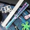 1Pcs Stainless Steel Practice Training Butterfly Knife Comb Beard Moustache Brush Salon Hairdressing Styling Tool Foldable Comb