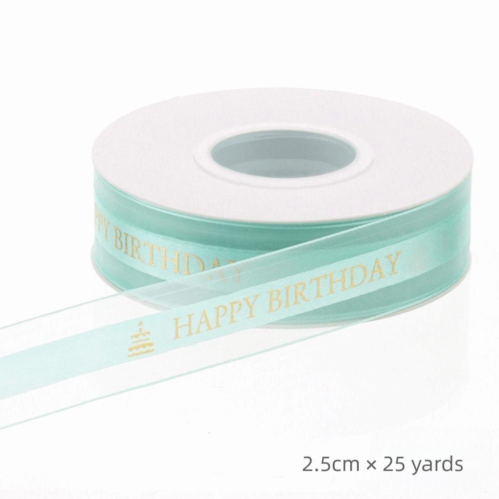 Happy birthday Organza Ribbon 2.5cm Width Lurex Ribbon Bow Making Satin Ribbon  Gift Packing