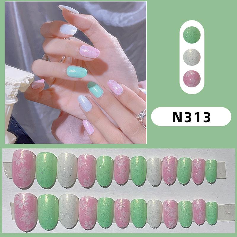 

Summer Floral Macaron Detachable Glitter Nail Stickers