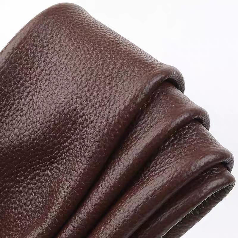 Brown cowhide lychee patterned soft leather fabric sofa seat headboard soft bag, whole head layer chestnut leather
