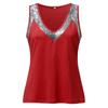 Summer Women Tank Tops Sequins Patchwork Sleeveless V Neck Shirts For Women Fashion Loose Tshirts Casual Shirt Pullover 2023
