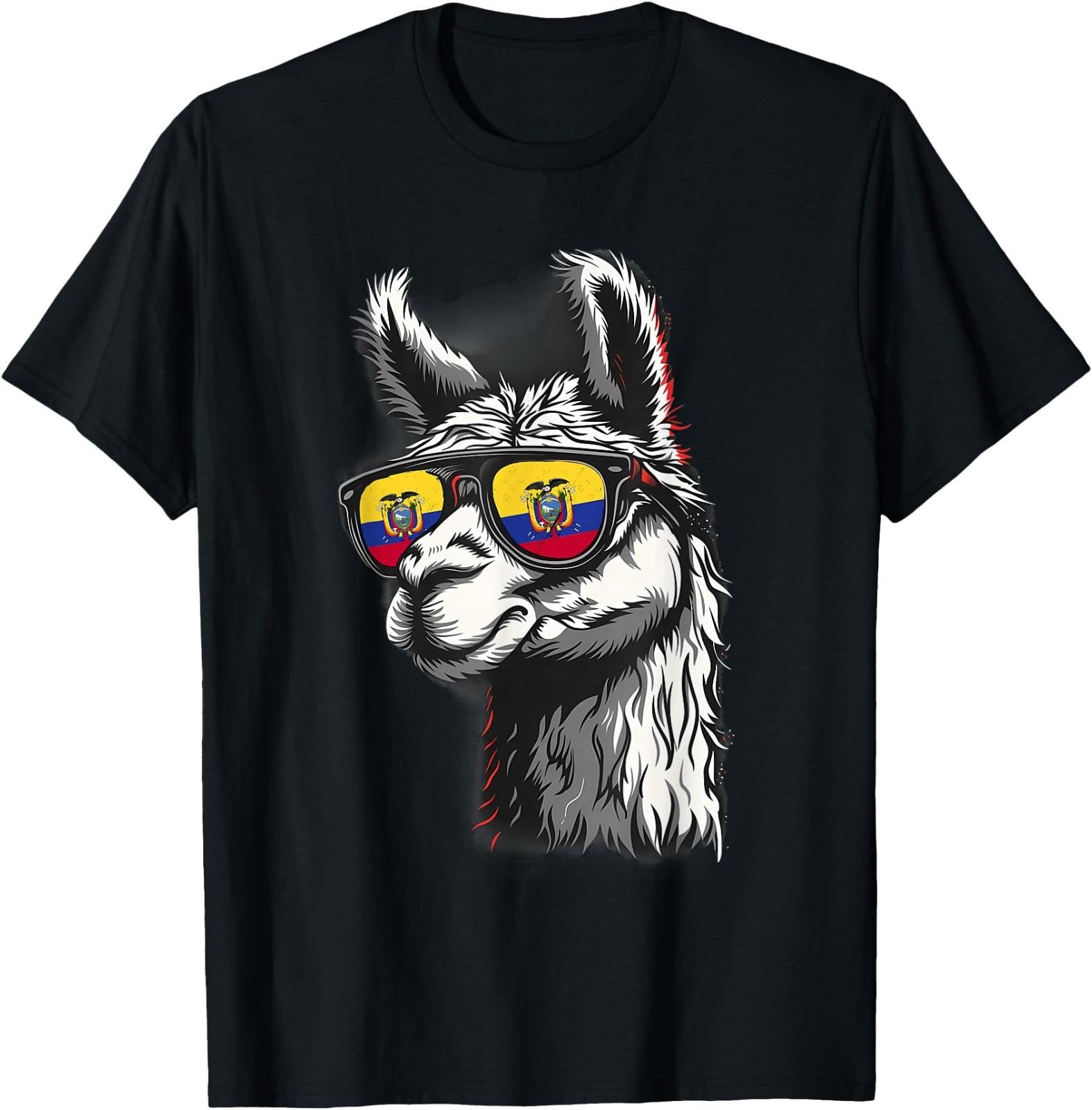 Ecuadorian Flag Ecuadorian Roots Ecuador Llama Sunglasses T-Shirt XXXL