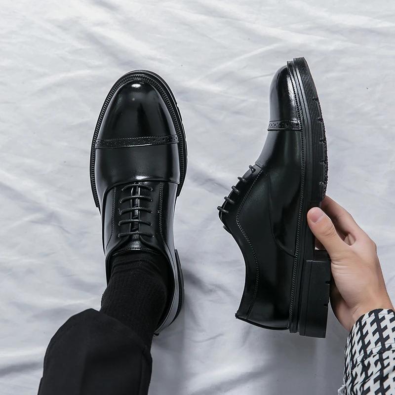 Fashion Luxury Men's Platform Leather Oxford Formal Leather Shoes Men Fashion Trend Handmade Men's Moccasins Casual Mens Hot Sale Shoes