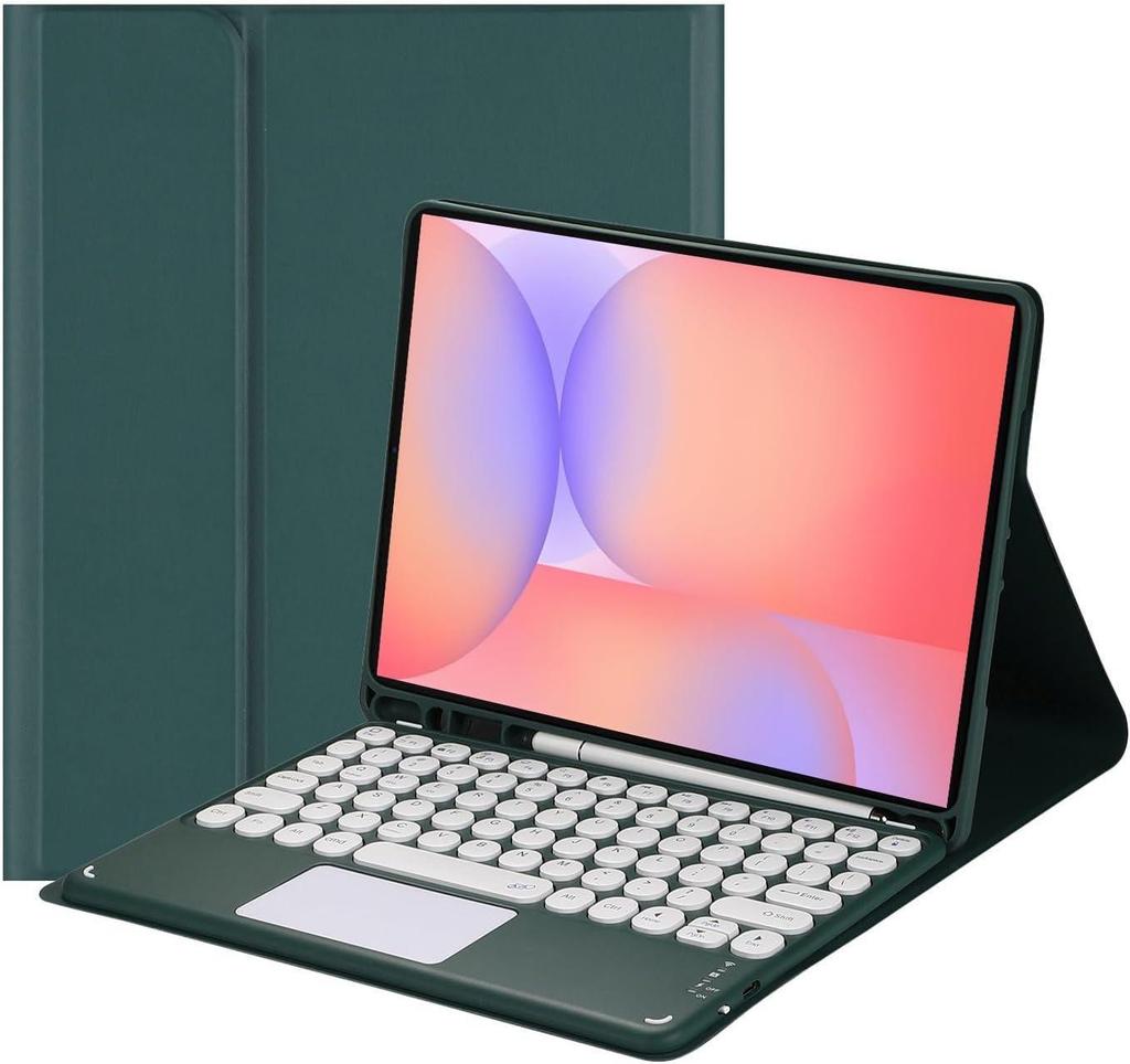 Kompatible Samsung Tablet Hülle mit Leder Bluetooth Tastatur für S10 Lite/S9/A11 Plus/FE Plus