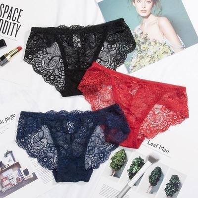 Nahtlose Damen-Triangel-Slips mit niedriger Taille aus Spitze mit atmungsaktivem Schritt aus reiner Baumwolle und antibakterieller Ausrüstung