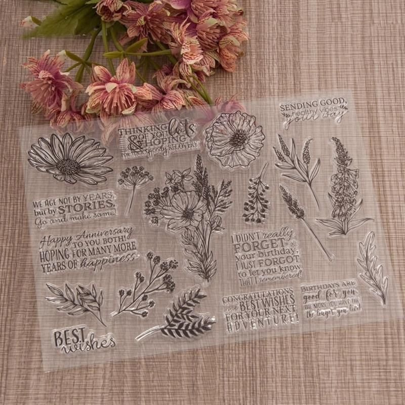 Flower Silicone Stamps for Card Making, Background Silicone Stamps for Embossing, Album Decoration, Clear Stamping Tool