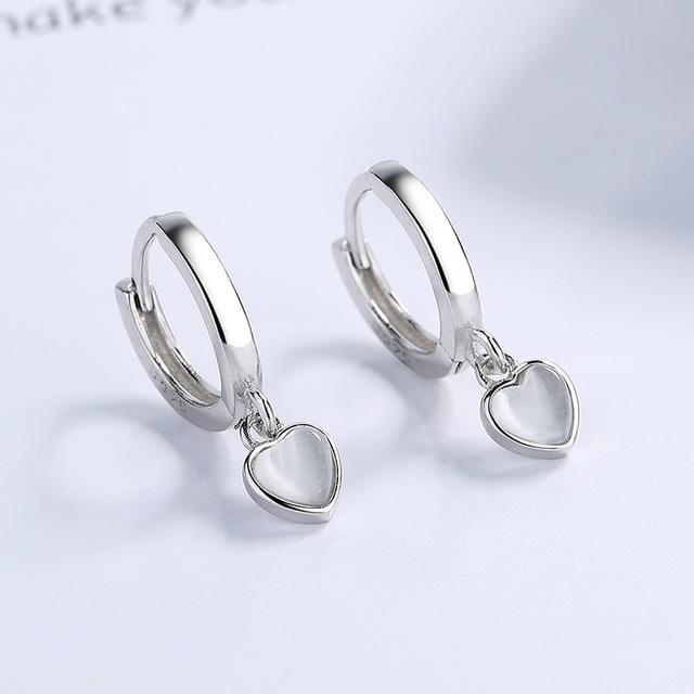 

Корейские серьги-клипсы в форме сердца из стерлингового серебра S925 с цветным опалом для женщин и девочек, свадебные украшения для вечеринок, подарок для женщин белый