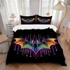 3pcs Neon Bat Print Duvet Cover Set, Cover For Bedroom Guest Room (1 Duvet Cover + 2 Pillowcase, Without Quilt),  Yy250922111