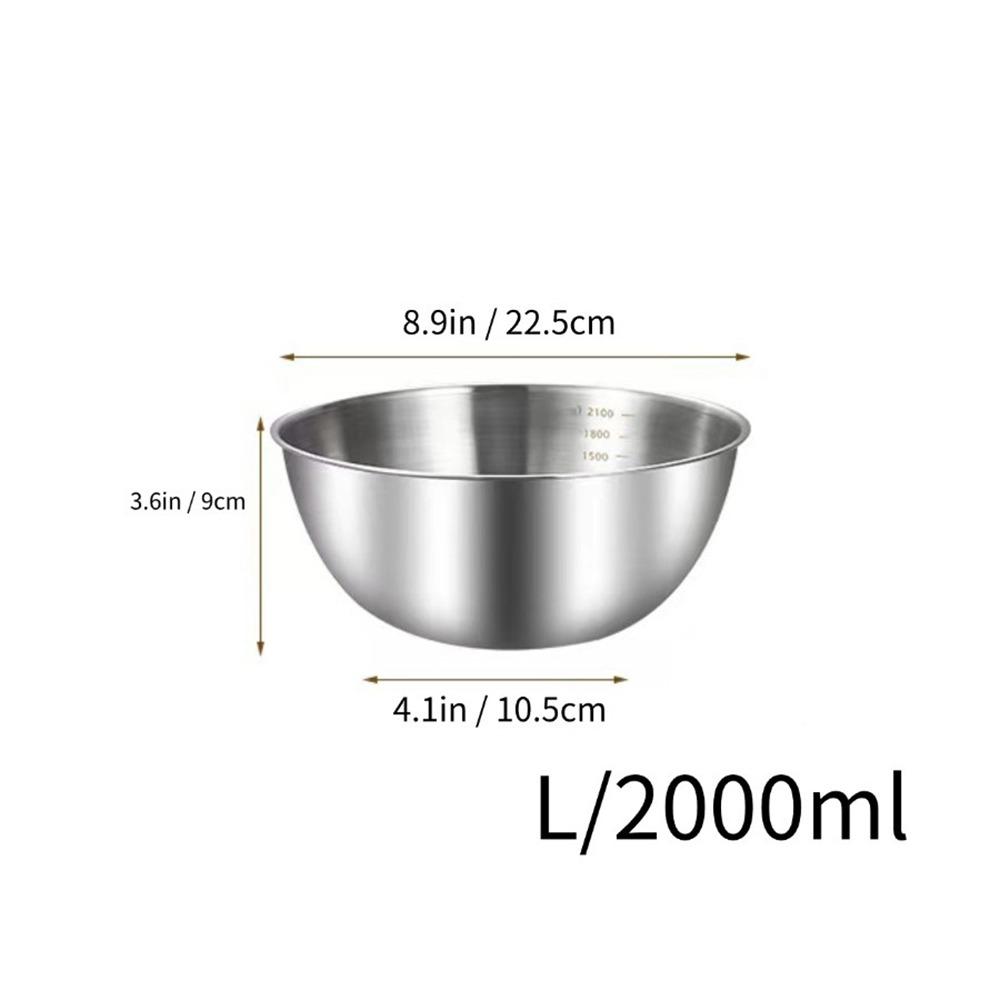 1Pcs Stainless Steel Salad Bowls 17/19/23/25/27cm Fruit Vegetable Noodle Container Egg Flour Mixing Basin with Scale