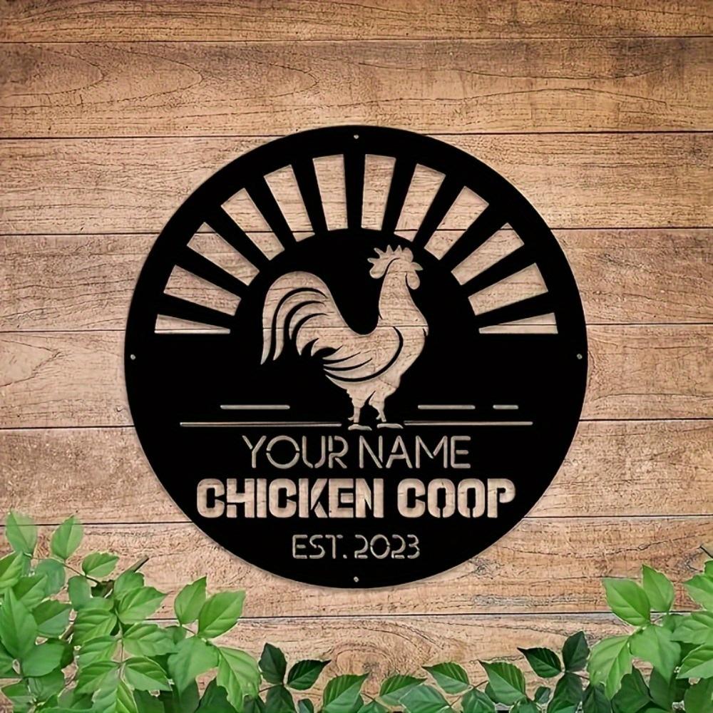 Customizable Metal Sign Chicken Coop Personalized Nameplate Farm Cottage Decor Easy Install Durable Gift