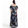 Summer Sexy Off Shoulder Slash Neck Ruffle Beach Party Dress Elegant Women Fashion Floral Pleated Holiday Long Dresses