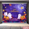 2D Purple Halloween Ghost & Pumpkin Photography Background